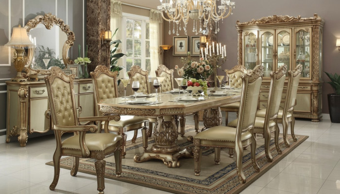 Dining room set suite display cabinet table 8x chairs dresser mirror baroque
