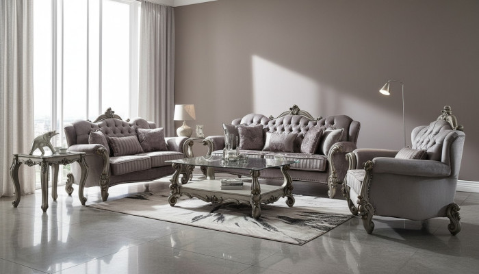 Chesterfield sofa set couch upholstery group classic 3+2+1 seater set wood sofa.
