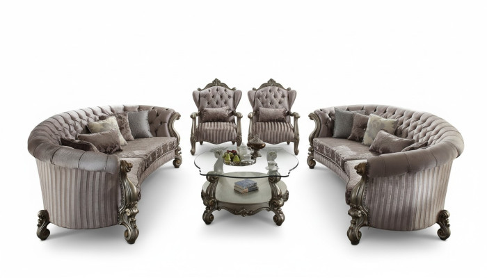 Unique Chesterfield luxury furniture set, 4 pieces: 2 round sofas + 2 armchairs
