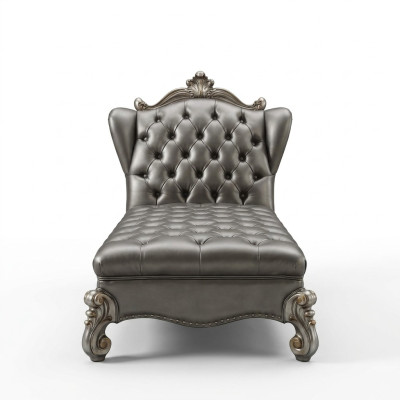 Chesterfield chaise longues chaise lounge leather sofa relax silver baroque