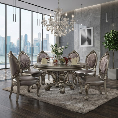 Design round table, 8x chairs, dining room seating upholstery set, round tables