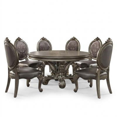 Design round table, 8x chairs, dining room seating upholstery set, round tables