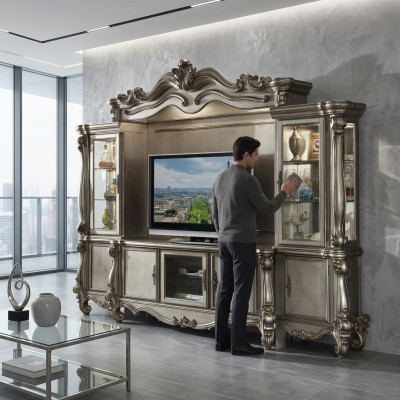 Living room wall unit TV wall installation wall living room cabinet carved furniture