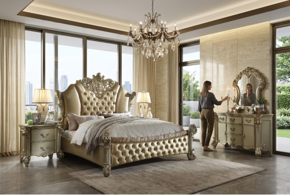 5-piece furniture set bed + 2x nightstand + dresser + mirror bedroom
