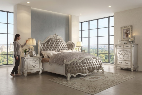 3-piece bedroom set: bed, 2 nightstands, console, double beds, hotel