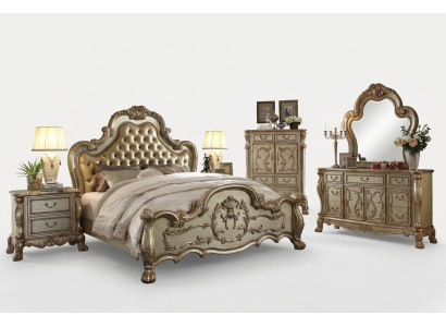 Bed 2x Nightstand 3-piece Bedroom Set Designer Luxury Beds Chesterfield