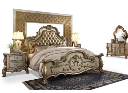Classic Bed Baroque Chesterfield Rococo Style Hotel Double Leather Antique