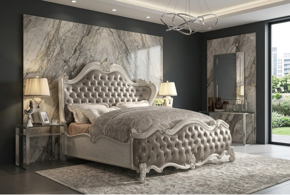 Designer bed bedroom beds leather hotel upholstery Chesterfield new
