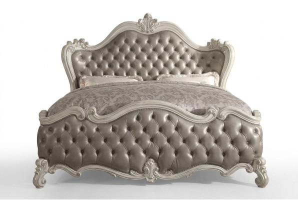 Designer bed bedroom beds leather hotel upholstery Chesterfield new