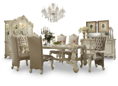 Royal 7-piece Dining Room Set Rococo-Baroque Table with 6 Chairs