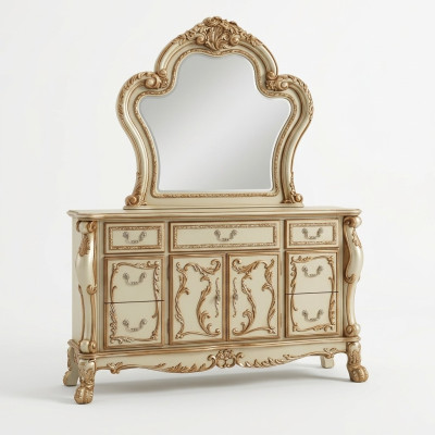 Noble dresser buffet sideboards cabinet + mirror baroque rococo sideboard wood new