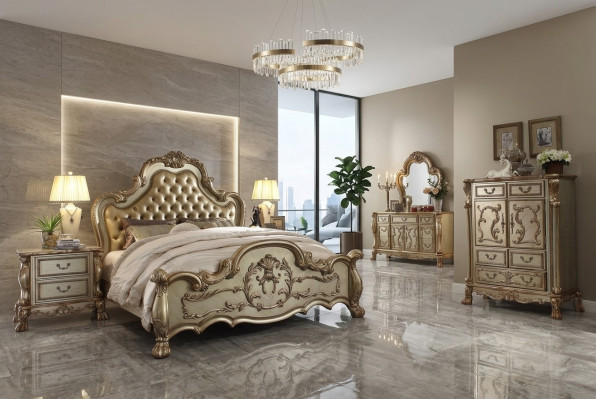 Bedroom set nightstands bed 5-piece classic baroque rococo antique style wood