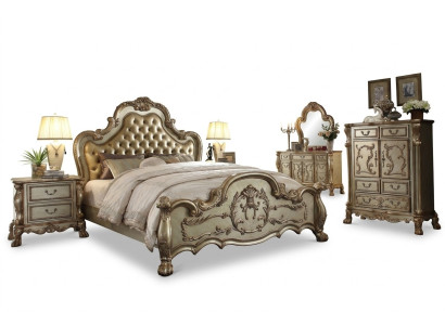Bedroom set nightstands bed 5-piece classic baroque rococo antique style wood