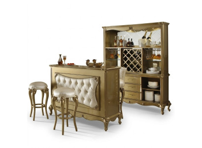 Modern bar furniture designer Chesterfield bar table with 2 bar stools complete 3-piece set.