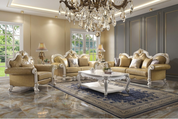 Classic Sofa Set 3+2+1 Seater Leather Sofa Couch Leather 3-Piece Set