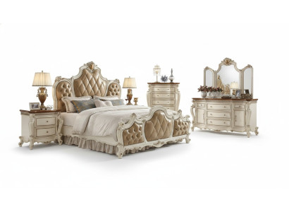 Classic bed double bed design bed 2x bedside tables wood beds new