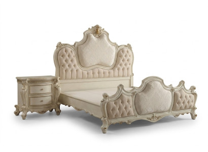 Classic Bed Baroque Chesterfield Rococo Hotel Style Double Leather Antique