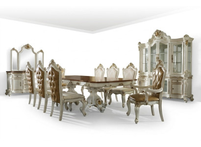 Classic Beige Dining Room Set Luxury Dining Table 8x Chesterfield Chairs 11-piece Set