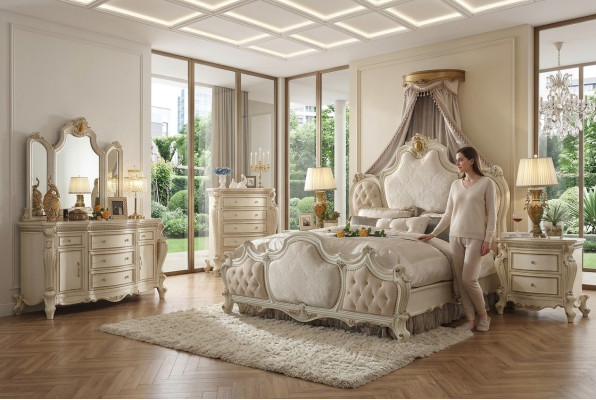 Designer bedroom bed 2x nightstands dresser 4-piece set new 180x200cm