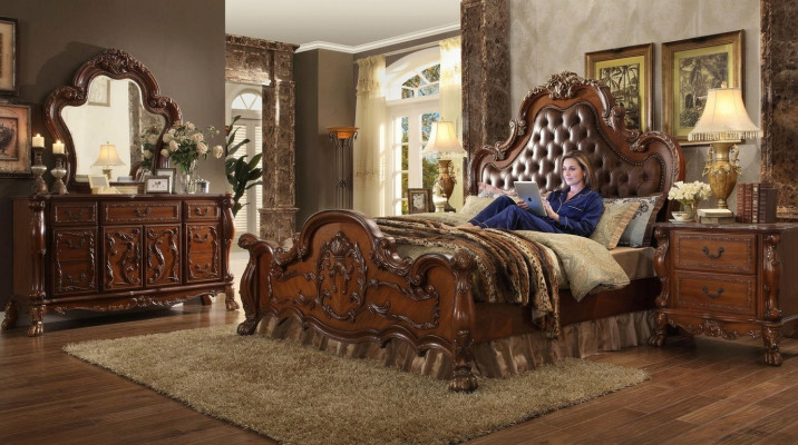 Bed 2x Bedside Tables 3-piece Set Furniture Baroque Rococo Bedroom Set