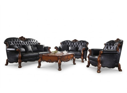 Complete set sofa suite 3+1 seater wood living landscape 2-piece group