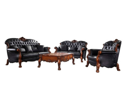Sofa three-seater living landscape sofas couch upholstery set leather baroque