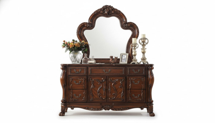 Dresser cabinet with mirror, noble dresser sideboard, baroque rococo wood new sideboard.