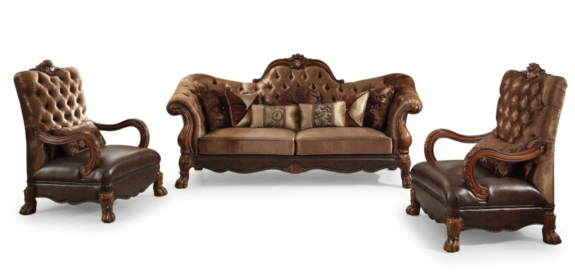 Chesterfield Sofa 2-Seater Luxury Upholstery Sofas Design Textile Two-Seater Wood