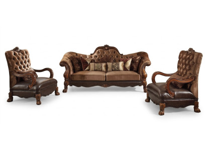Chesterfield Sofa 2-Seater Luxury Upholstery Sofas Design Textile Two-Seater Wood