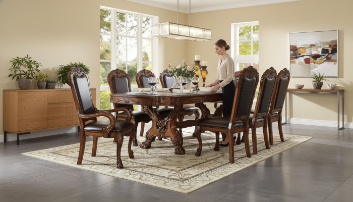 Furniture Table 6x Chair Sets Dining Room Suite Wood Complete Baroque Rococo
