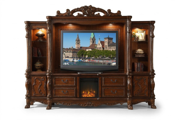 Living room wall TV wall wood style baroque shelf classic living room furniture