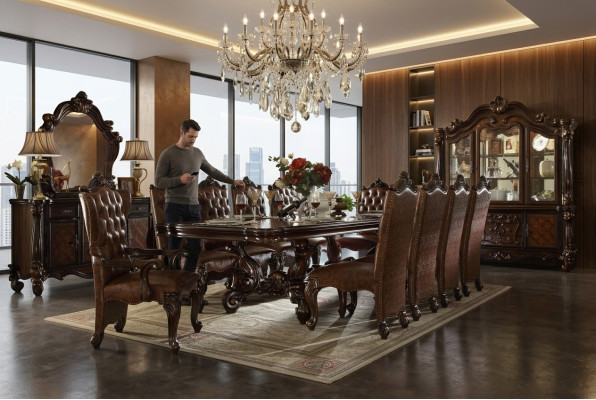 Classic Baroque Dining Room Set Luxury Dining Table Chesterfield Chairs 14-piece Set