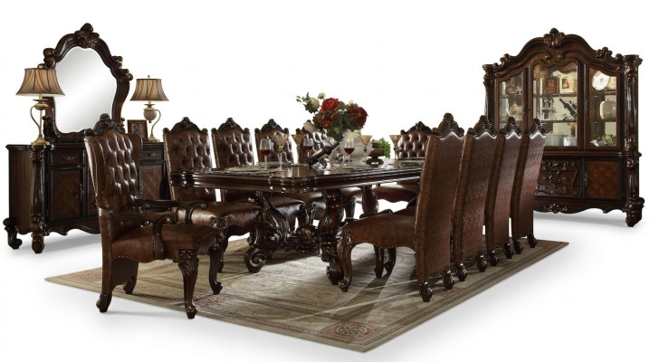 Classic Baroque Dining Room Set Luxury Dining Table Chesterfield Chairs 14-piece Set