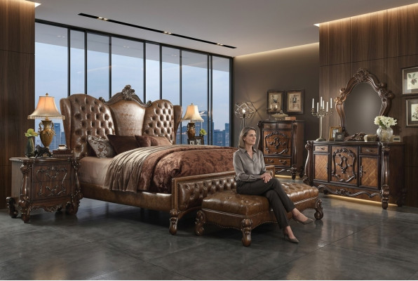 Chesterfield leather bed bed beds upholstery design double bed 180x200cm