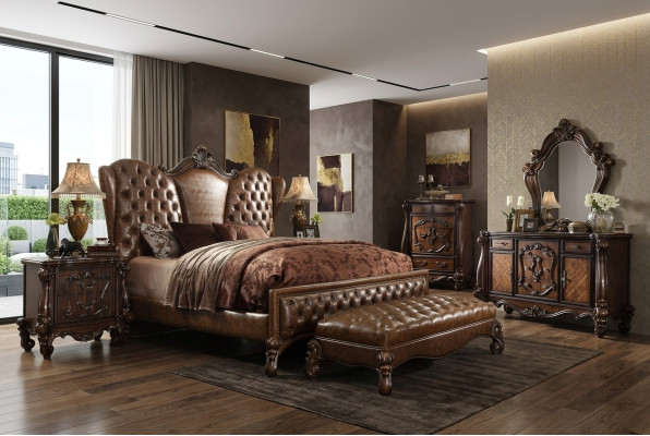Chesterfield leather bed bed beds upholstery design double bed 180x200cm