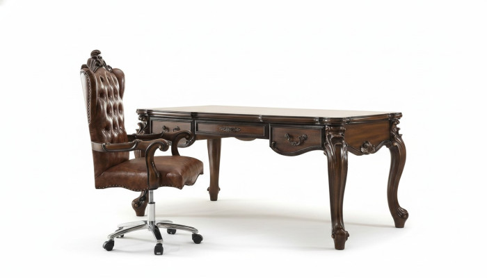 Executive chair, chair, classic chair, office swivel chair, leather, wood, baroque.
