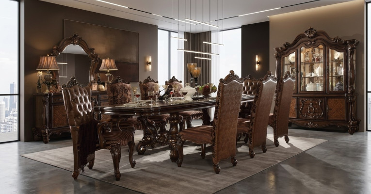 Classic dining table wood dining room set 8x chairs designer set