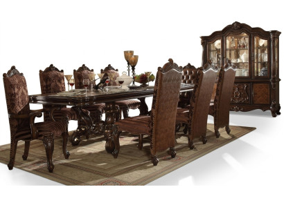Classic Brown Chesterfield Leather Chairs Luxurious x8-piece Chair Set