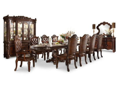 Dining room furniture set, display cabinet, table, 10 chairs, dresser, mirror, baroque style.