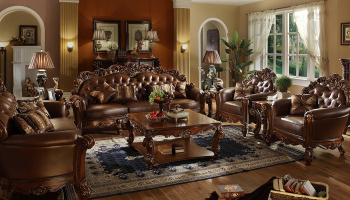 Complete set sofa suite 5-piece. Coffee table sofa couch wood living room set