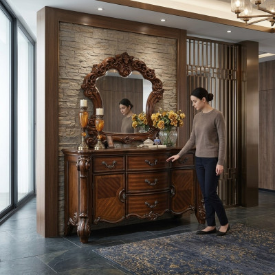 Mirror Dresser Decorative Cabinet Dressers Sideboard Bedroom Set Wood