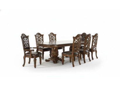 Dining room set Baroque Rococo table & 8x Chesterfield chairs 9-piece set