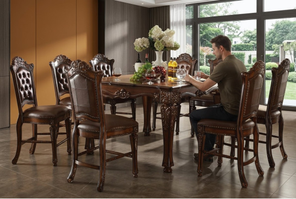 Dining Table with 6 Chairs Dining Room Set Classic Table 7-piece Set