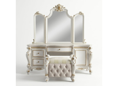 Carved Baroque Furniture Dressing Table Stool Decorative Mirror Bedroom