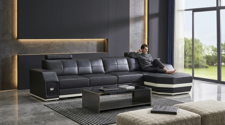 Leather sofa living landscape corner suite design modern L-shape corner sofa