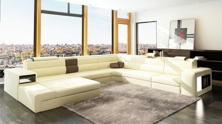Couch living landscape corner suite design modern sofa U-shape leather