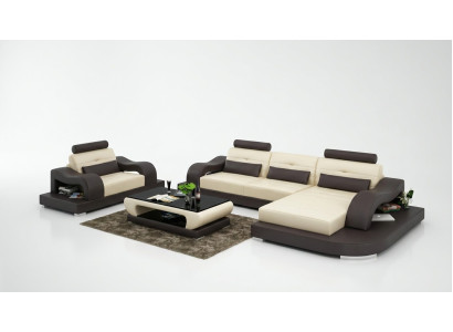 Living landscape corner sofa L-shape armchair set suite leather couch 2-piece.
