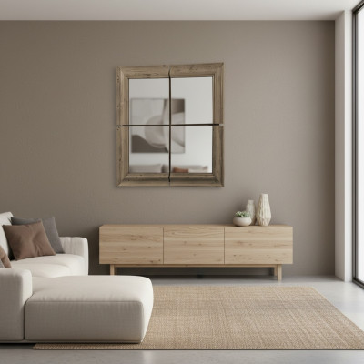 Wall mirror wood frame mirror furniture new 105*105cm glass frame wall XXL modern