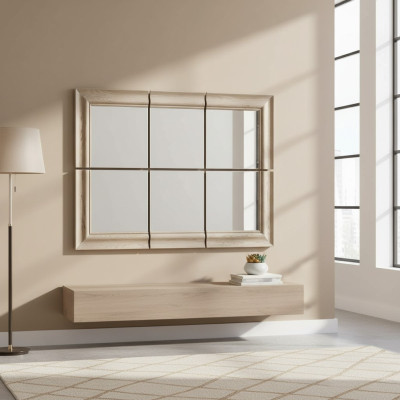 Modern Large Mirror Wall Mirror Real Wood Frame Hanging Mirror New 146x105cm