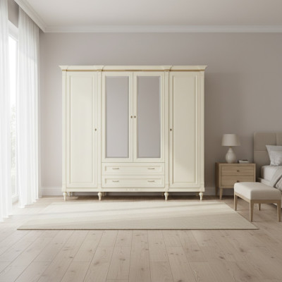 Classic wardrobes wardrobe wall unit 4 doors wooden furniture bedroom